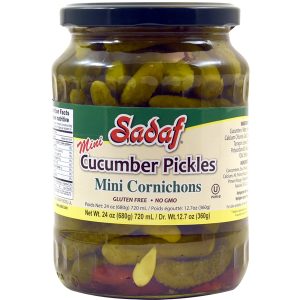 Sadaf Cucumbers Pickles- Mini Cornichons 12×24 oz.